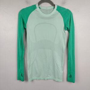 Lululemon Swiftly Tech Long Sleeve Top‎ Womens 4 Fresh Teal Very Green Running